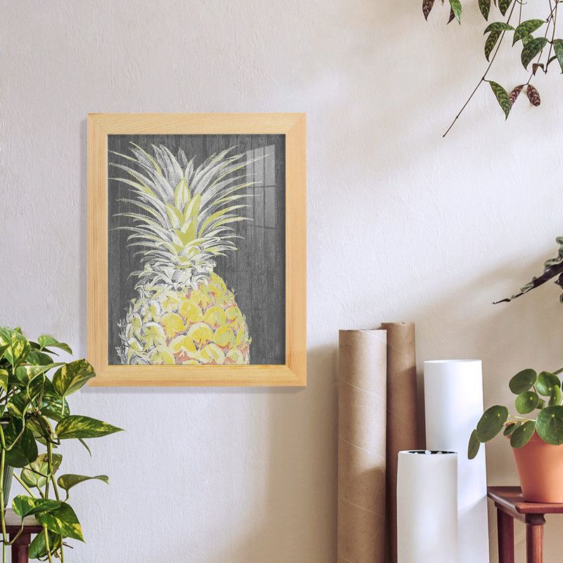 Vibrant Pineapple Splendor I, reproduction d'art encadrée, H 11 po x l 9 po x P 1 po, Naturel