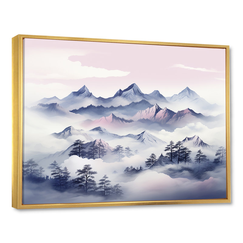 Snowy Mountain Peak II, Cadre flottant doré, H 24 po x l 32 po x P 1 po