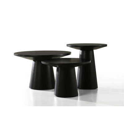 Ébène noir 3 tables. Café, bout et console avec grain de bois naturel. Table basse 29 po H 17 po 22 po x 15 po H 20 po x 21 po Interior Design - Noir. Table Grain Diameter, hauteur 17 po. Bohème 15 po 21 po