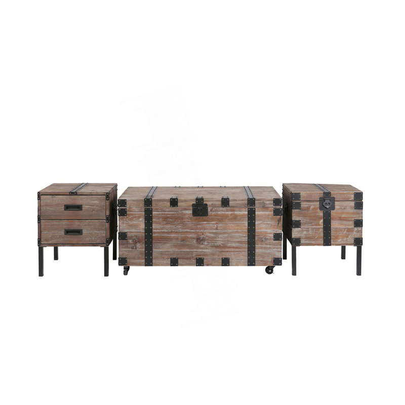 Trunk Table And Side Table, Set Of 3 Table Set