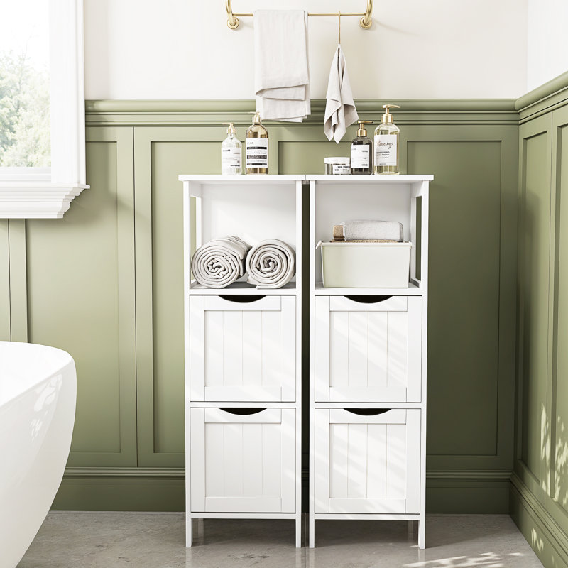 Armoire de salle de bain autoportante Piuesh, Blanc