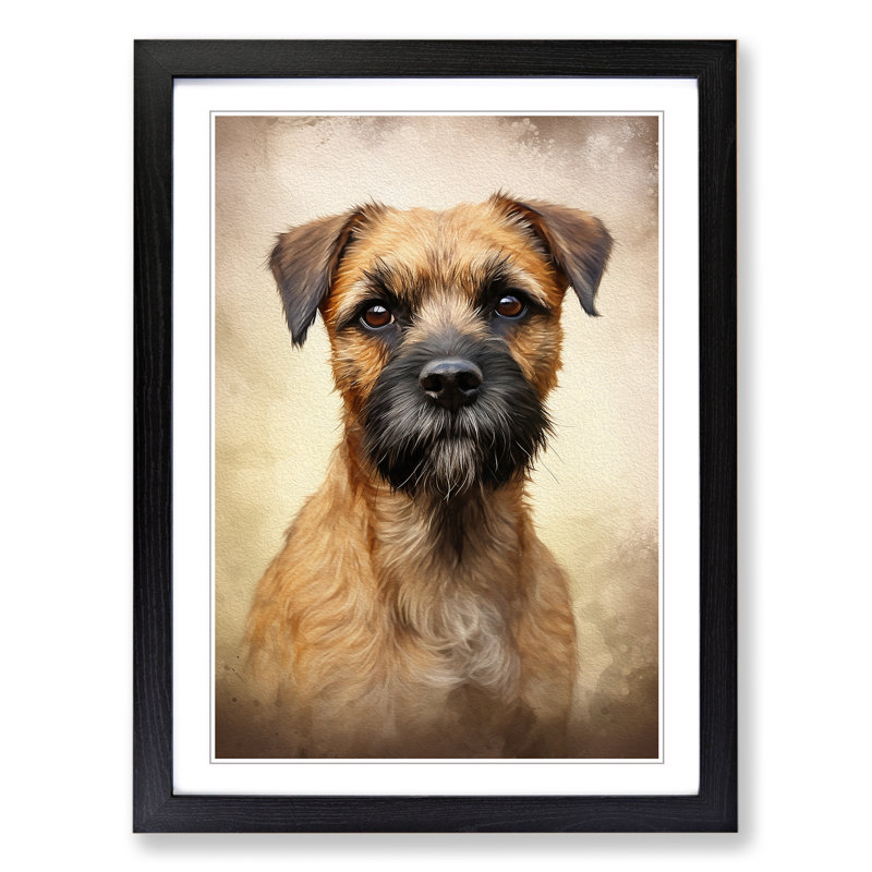 Border Terrier Art Informel Art - Framed Print, Black, 34cm H x 25cm W x 2cm D