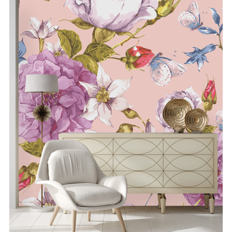 Peel & Stick Floral Wall Mural, 8.33' W x 8.33' L