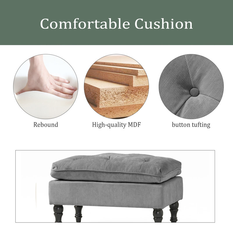 PILLOW TOP OTTOMAN, Gray