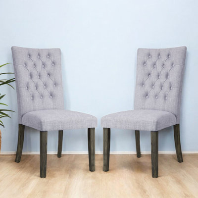 Chaise d'appoint Artesia en lin gris et chêne gris (ensemble de 2)