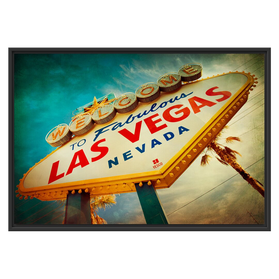 Gerahmtes Wandbild Las Vegas Retro Look