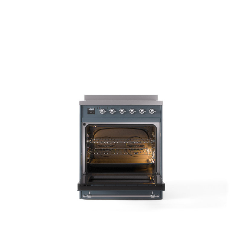 ILVE Nostalgie II 30 in Induction Range, Blue Gray/Chrome