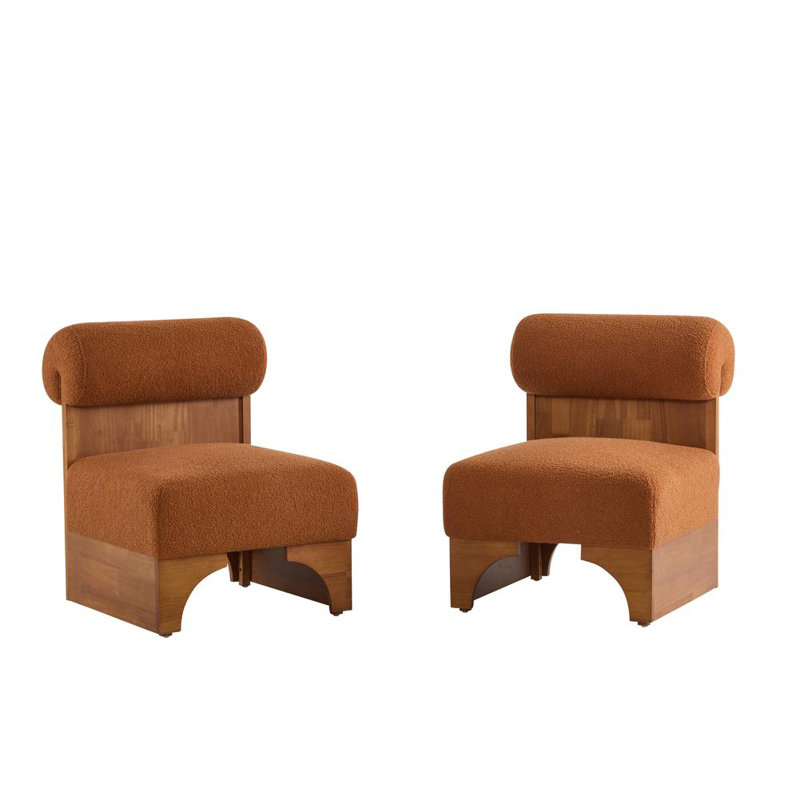 Elegant Rolled Back Chair, Orange