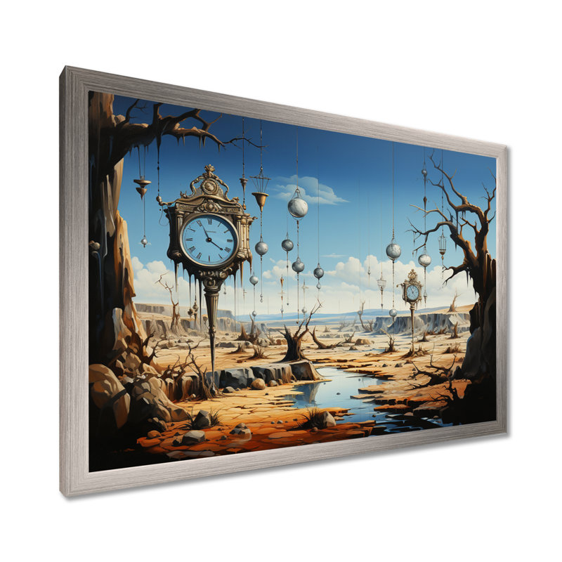 Chef-d'œuvre «The Persistance of Memory surrealism II», œuvre d'art, H 30 po x l 40 po x P 1,5 po, Cadre simple argenté