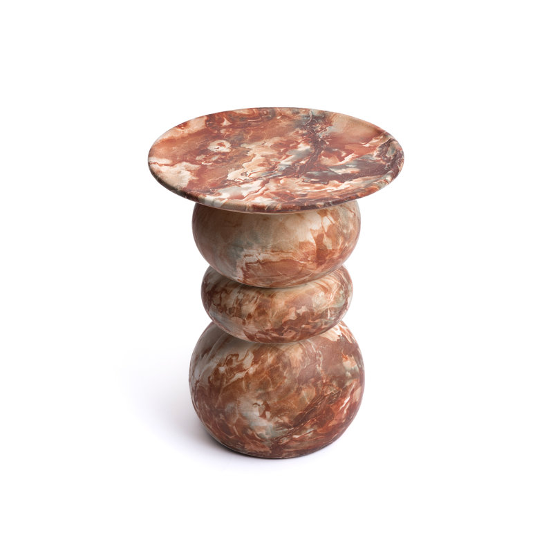 Table de bout Ivy Bronx Silfi Travertine, Rouge