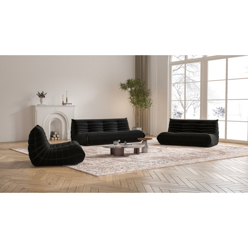 Ensemble de 3 chauffeuses, canapé-lit sur pied, fauteuil à billes d'angle, canapé Tatami, canapé d'angle (canapé, causeuse et fauteuil)