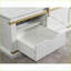 Table basse rustique blanche antique avec tablettes ouvertes et tiroir pour le salon, rangement élégant