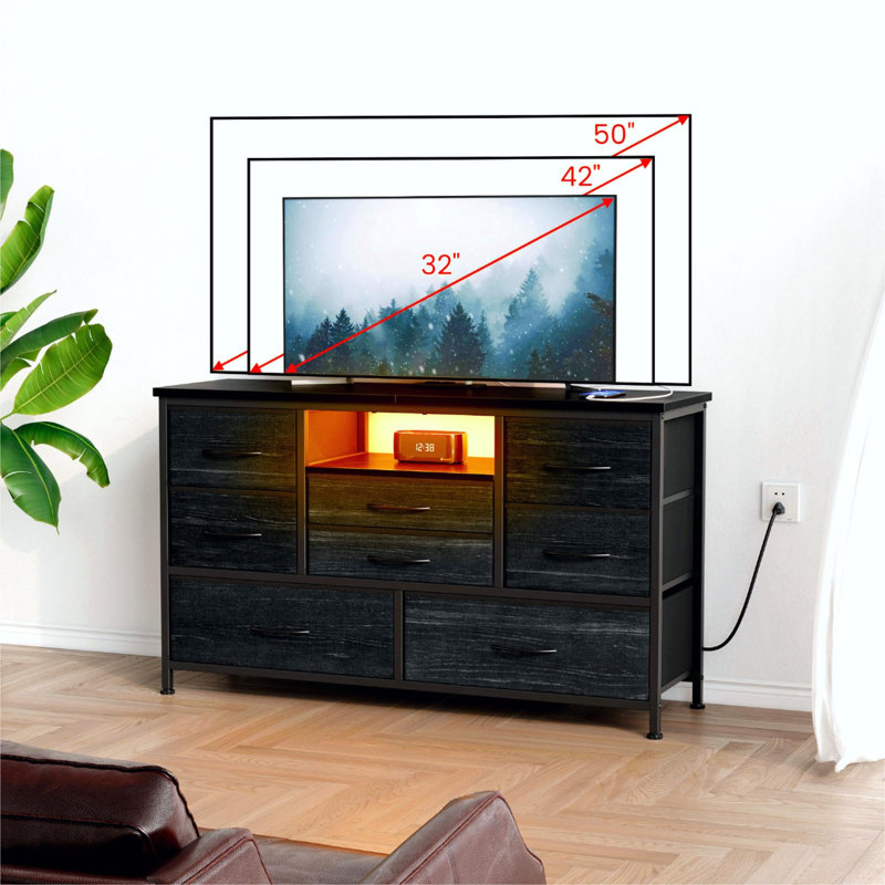 Commode 8 tiroirs Gracelee, Gris foncé