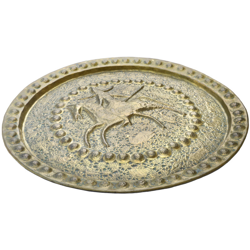 Early 20th Century Hand-engraved Spanish-colonial Brass Tray