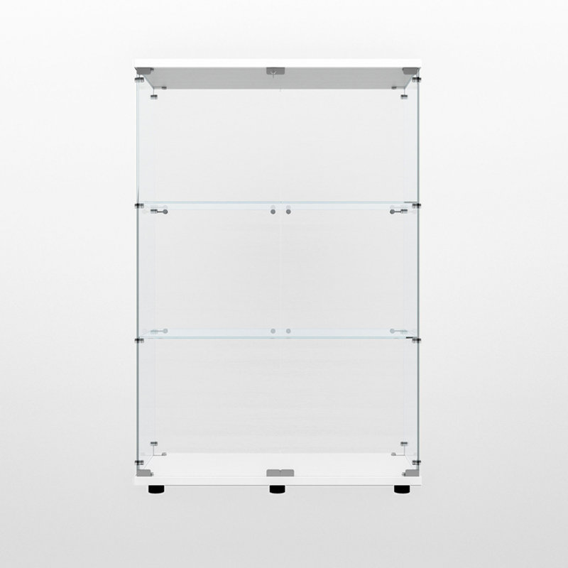 Tempered Glass Display Cabinet, White, 49.29" H x 30.91" W x 13.58" D