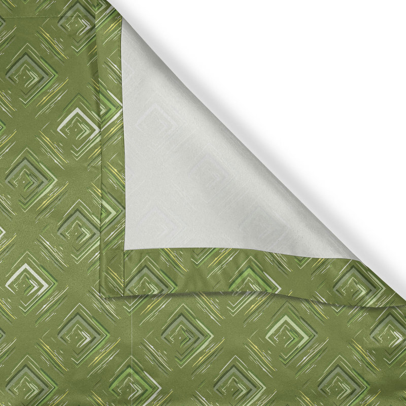 Rustic curtain, rhombus squares, olive green coconut