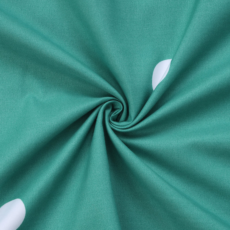 250TC Brushed Microfiber Duvet Cover Set with Pillowcases (3 in 1), Green/White Polka Dots