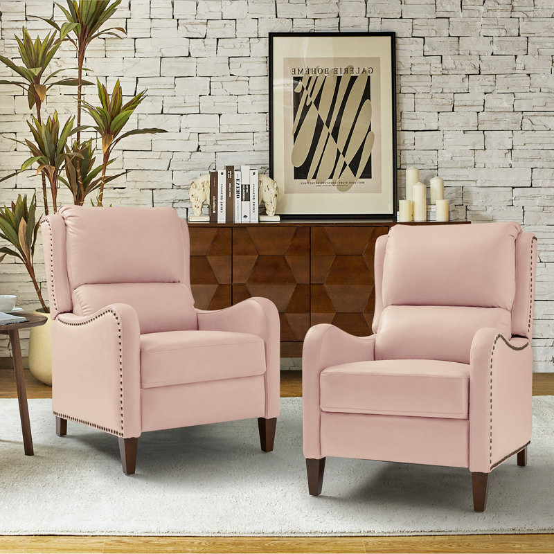 Fauteuil inclinable en cuir Beecher 28,75 po, Cuir pleine fleur rose