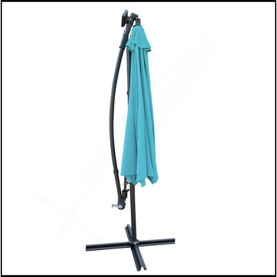Parasol de haute qualité de 10 pi avec parasol à lumière solaire à DEL à énergie solaire et marché à 8 côtes avec manivelle et traverse pour la terrasse du jardin