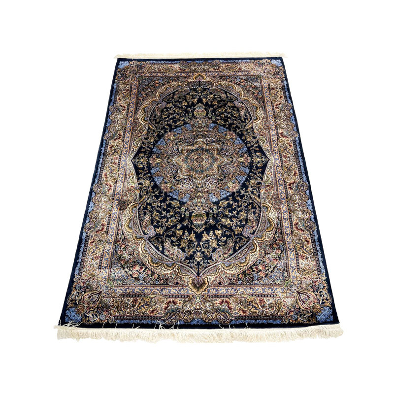 Tapis turc bleu marine et ivoire 3x5