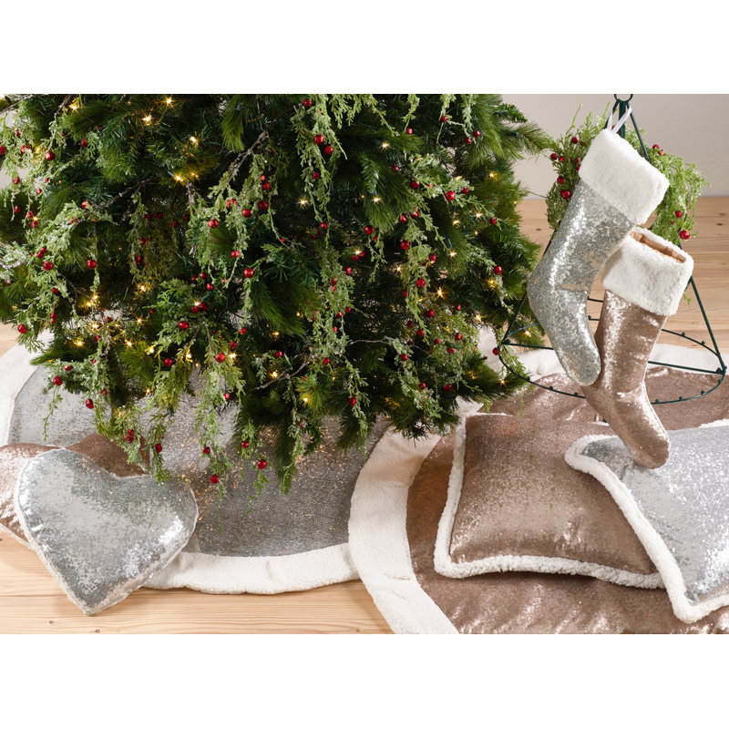 Seabrooks Shimmering Sequin And Sherpa Stocking, Champagne
