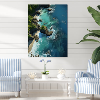 Vue aérienne sur une île tropicale II - plage, art mural