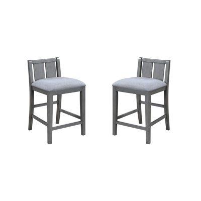 Chaise de comptoir de 20 po, siège rembourré en tissu gris avec repose-pieds, hauteur de produit de 33 po, chaises en bois de 2 et caoutchouc fabriqué