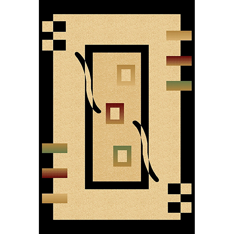 Tapis beige/noir sud-ouest Mccampbell, Rectangle 2 pi x 4 pi