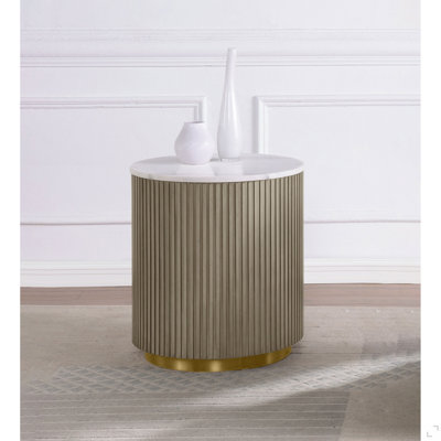 Round White Marble Top Side End Table