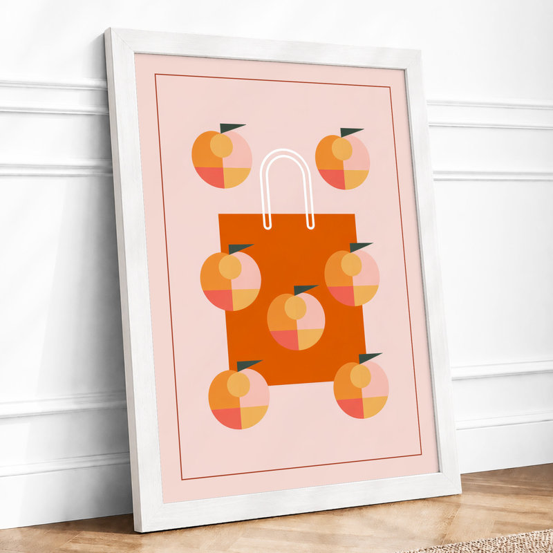 Bag and Peaches Modern - Framed Print, A4 - 29.7 x 21.0 cm, White