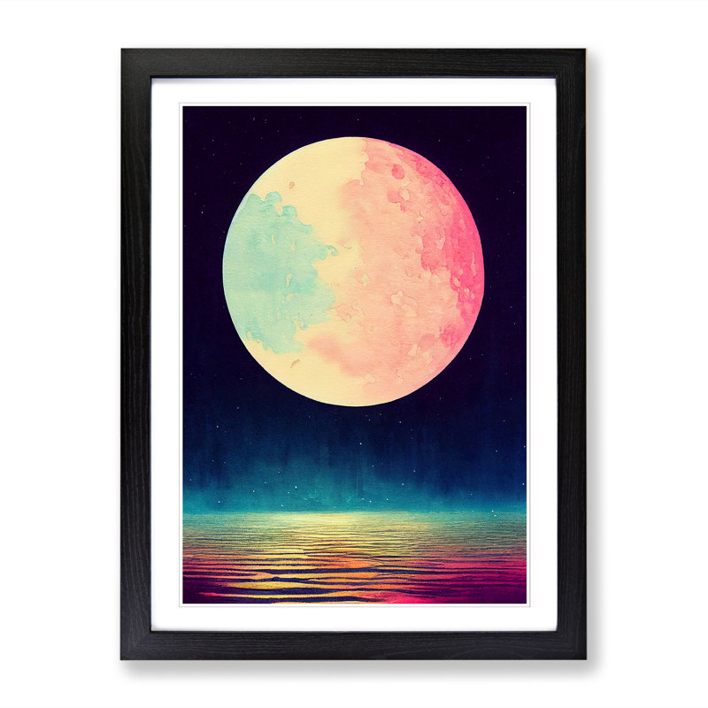 Watercolour Moon - Framed Print, Black, 34cm H x 25cm W x 2cm D