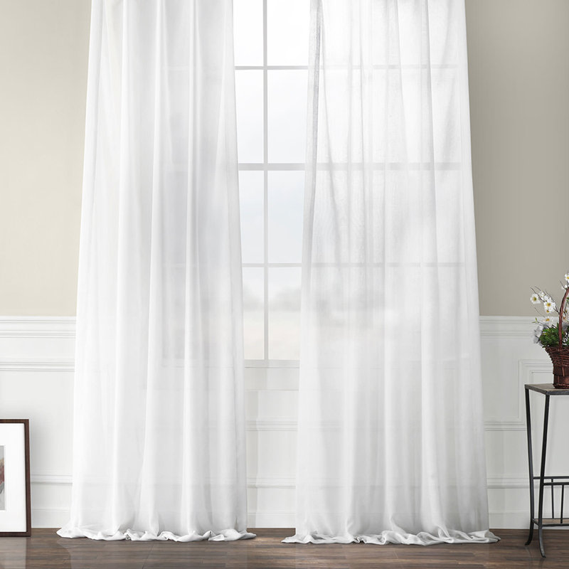 Larsa Linen Blend Sheer Curtain Single Panel, White Orchid, 50" W x 96" L