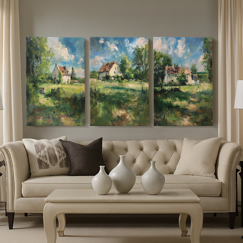 LANDSCAPES Series XCV III - Toile tendue avec châssis sur mesure - 3 pièces, H 12 po x l 24 po