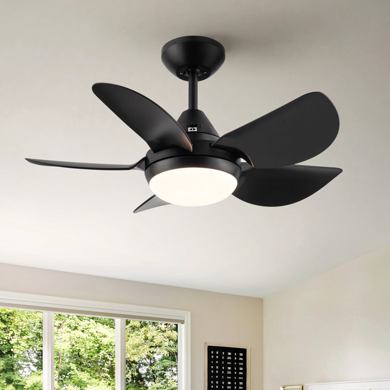 Éclairage de ventilateur de plafond à DEL intégré 30 po avec pales en ABS noir mat