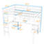 Lit mezzanine double avec bureau et tiroirs de rangement, tablettes-316538376