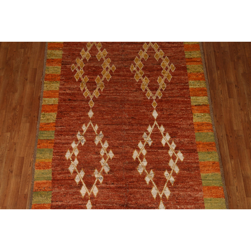 Tapis géométrique en laine marocain fait à la main 6 x 8