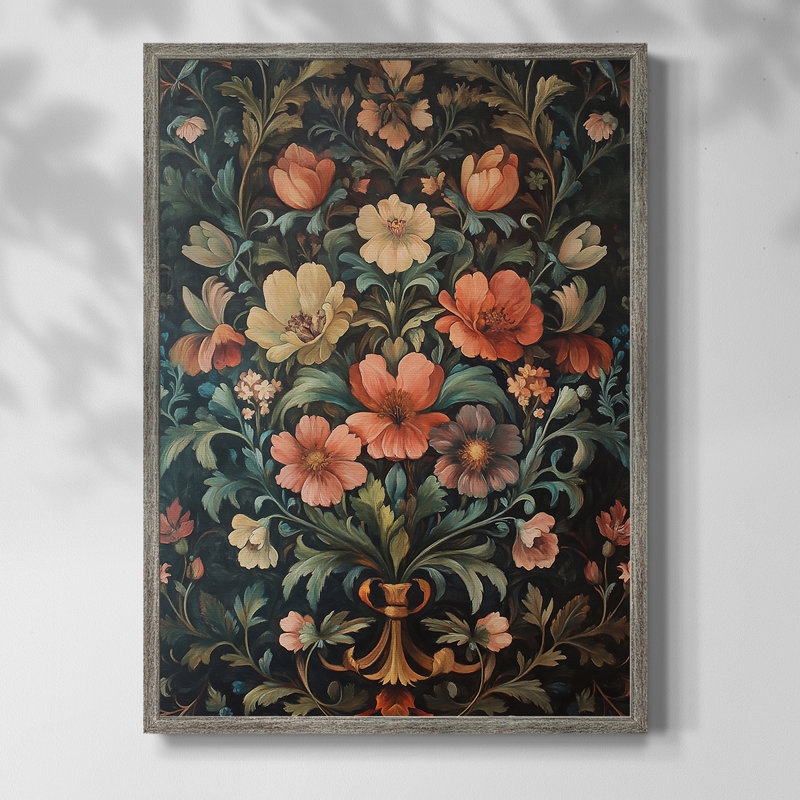 Imprimé encadré en bois massif de la série X de William Morris, H 30 po x l 24 po