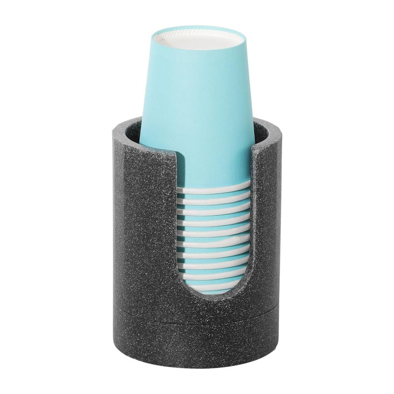 Gray Resin Bathroom Cup Dispenser