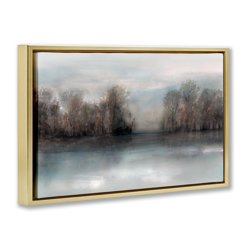 Mirage de la forêt sombre, H 17 po x l 25 po, Cadre flottant métallique doré