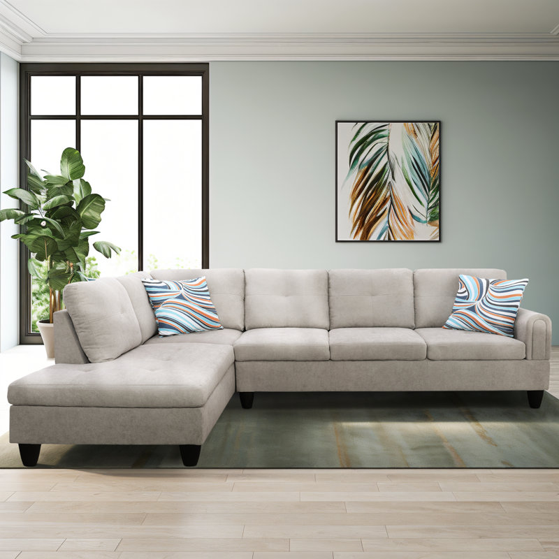 97'' Velvet Modular Settees, Gray White Velvet