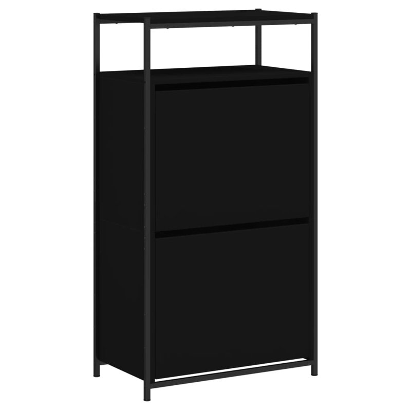 6 Pair Shoe Storage Cabinet, Black