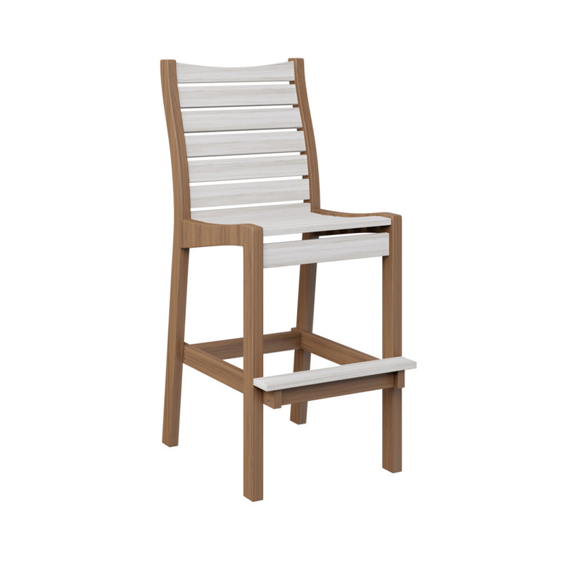 Bristol Outdoor Bar Stool, Seashell, Antique Mahogany