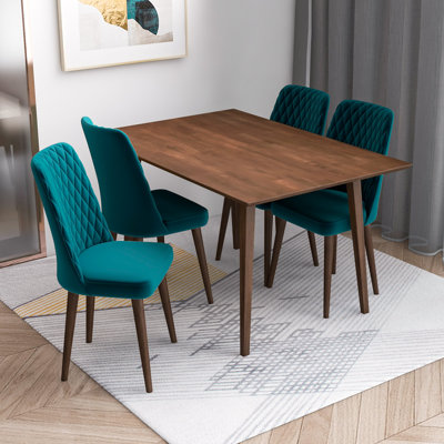 Keyauna 4 - Person Solid Wood Solid Wood Top Four Leg Dining Set