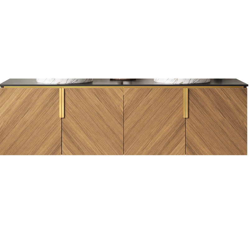 Comptoir de 60 po, armoire diagonale à grain de chêne brun, fabrication en contreplaqué de haute qualité, eau, grande capacité de rangement, mécanisme de fermeture en douceur, motif de conception d'armoire à assembler à plat