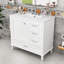 Meuble-lavabo simple contemporain en bois avec porte à fermeture en douceur, lavabo en céramique et tiroirs de rangement-548881054