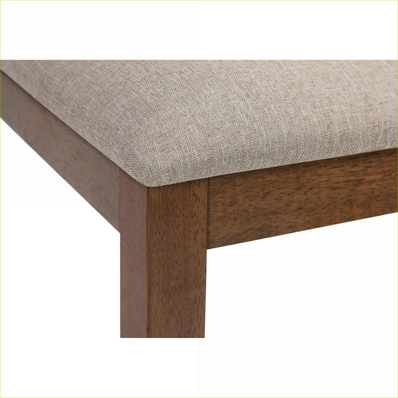 Ensemble de 2 chaises de salle à manger de style transitionnel rembourrées en tissu beige neutre avec pieds en bois de noyer