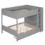 Lit superposé double au-dessus de double avec 2 tiroirs et armoire multicouche, gris