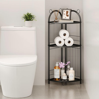 3 Tier Corner Bathroom Shelf Metal Short Corner Stand Shelf by Ivy Bronx