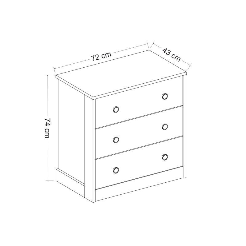 Oded 3 - Drawer Chest of Drawers