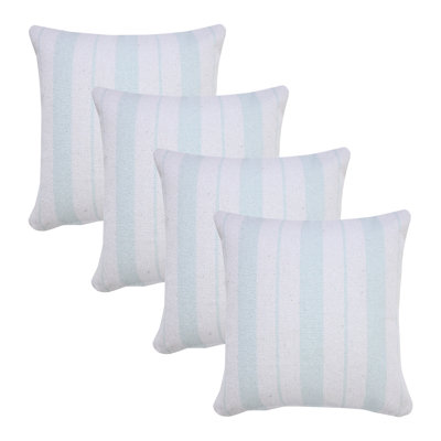 Blue Striped Cotton Throw Pillow Cover Set